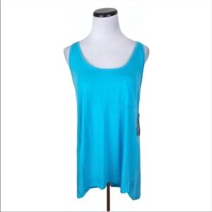 Ana Cotton Blend Racerback Tank Top Blue Size Large